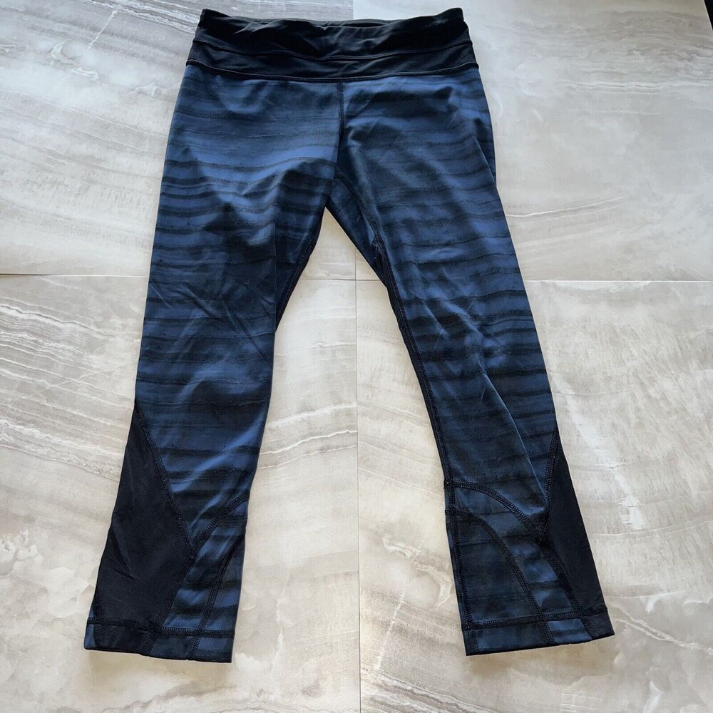 Lululemon Women's 4 Run Inspire Crop 2 Full On Luxtreme MeshGood Vibes Deep Navy